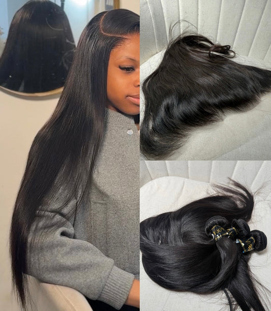 13x6 Real HD Lace Frontal with 3 Bundles Straight